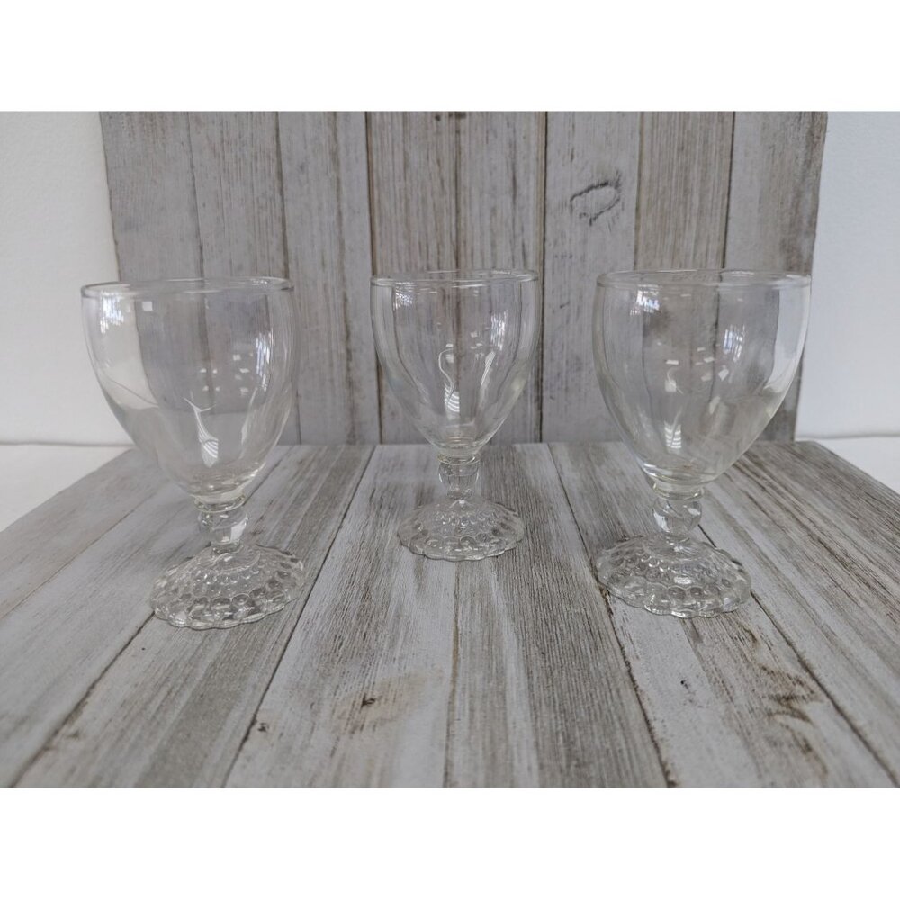 Anchor Hocking Bubble Foot Cordial Juice Glasses 4 1/2" Stemmed Set of 3